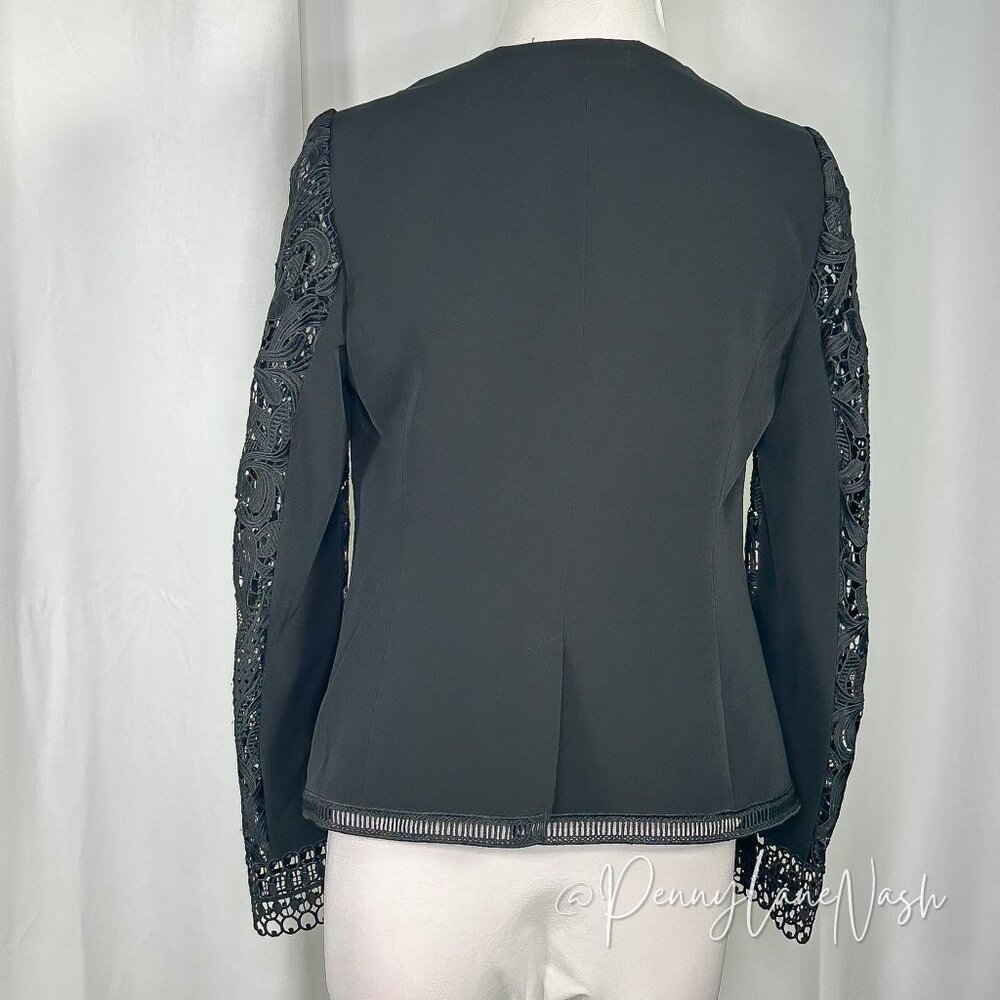 Ted Baker Liela Sheer Lace Panel Jacket Size 2 Black - Picture 10 of 11